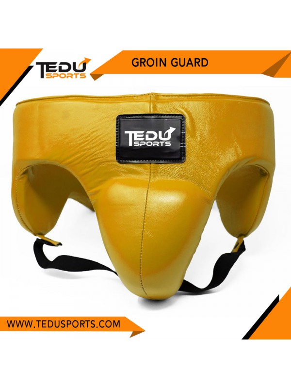 GROIN GUARD GENUINE LEATHER GOLD