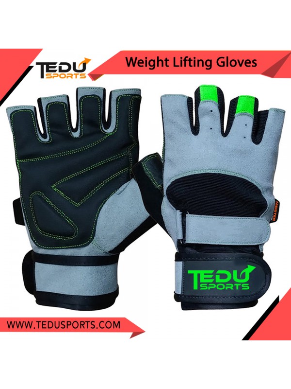 Weight Lifting Gloves w/ Gel Padding - Gray/Neon