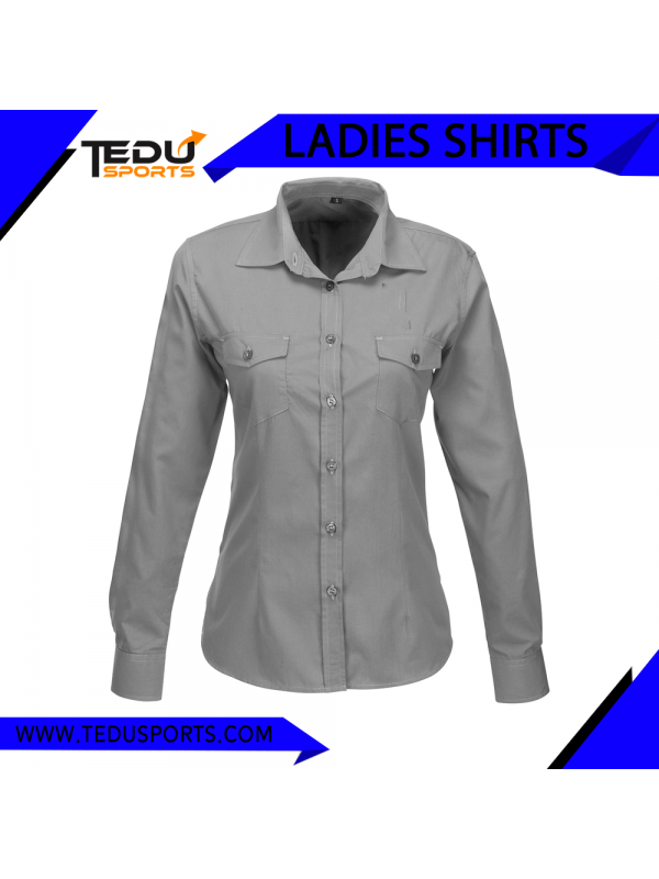 LADIES SHIRT LONG SLEEVE GREY